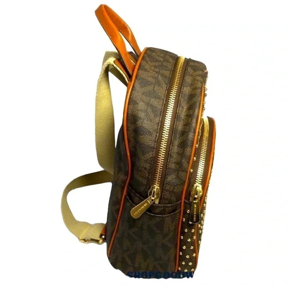 Michael Kors Jet Set Large Studded Backpack Brown - Picture 6 of 11